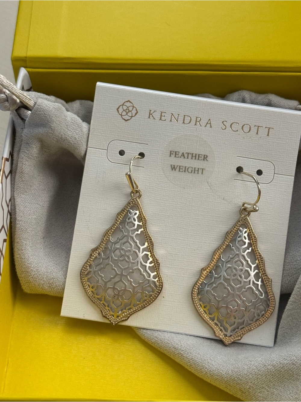 Kendra Scott Gold and Silver Filigree Drop Earrings